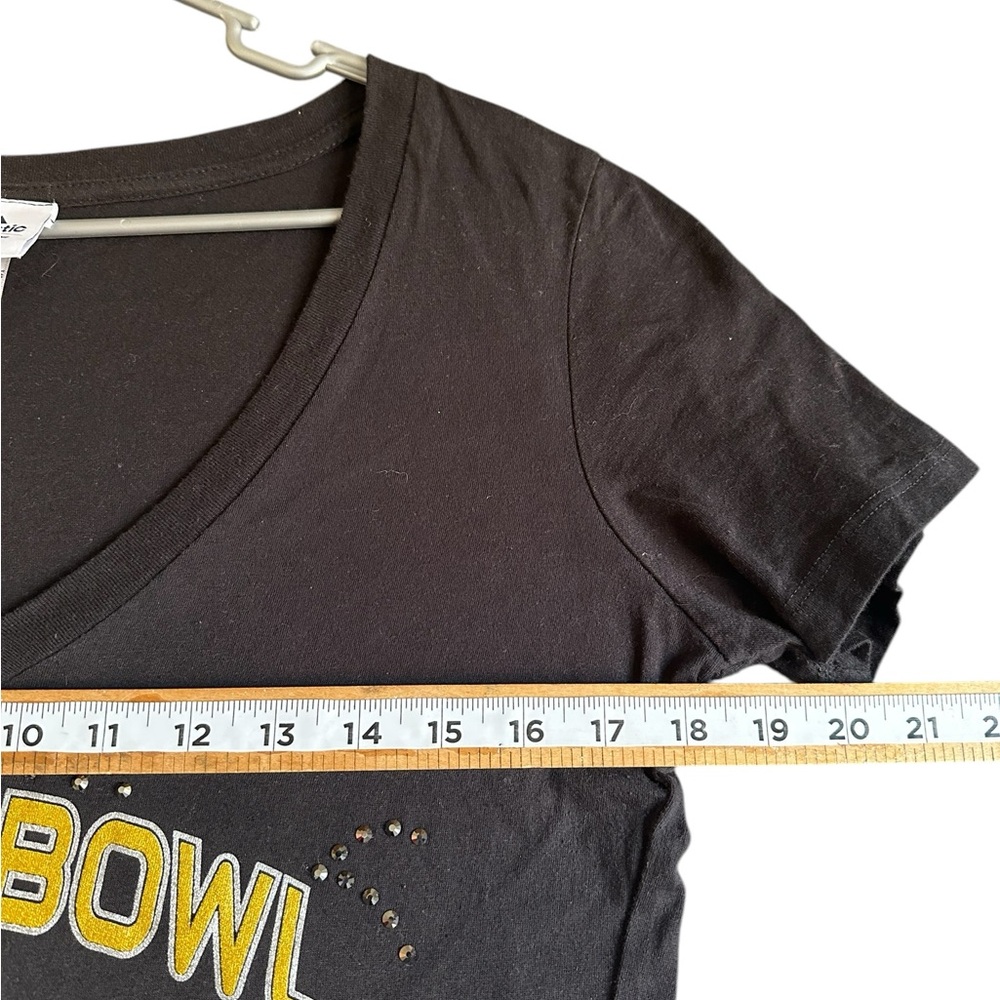 MAJESTIC WOMANS V NECK WITH RHINESTONES SUPER BOWL 2016 SZ XL - Picture 4 of 8